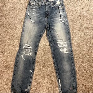 AG Adriano Goldschmied Jeans, distressed w/embroidered moth, size 26R, EUC